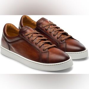 Designer Magnanni Costa Brown Leather Men's Low Top Sneakers